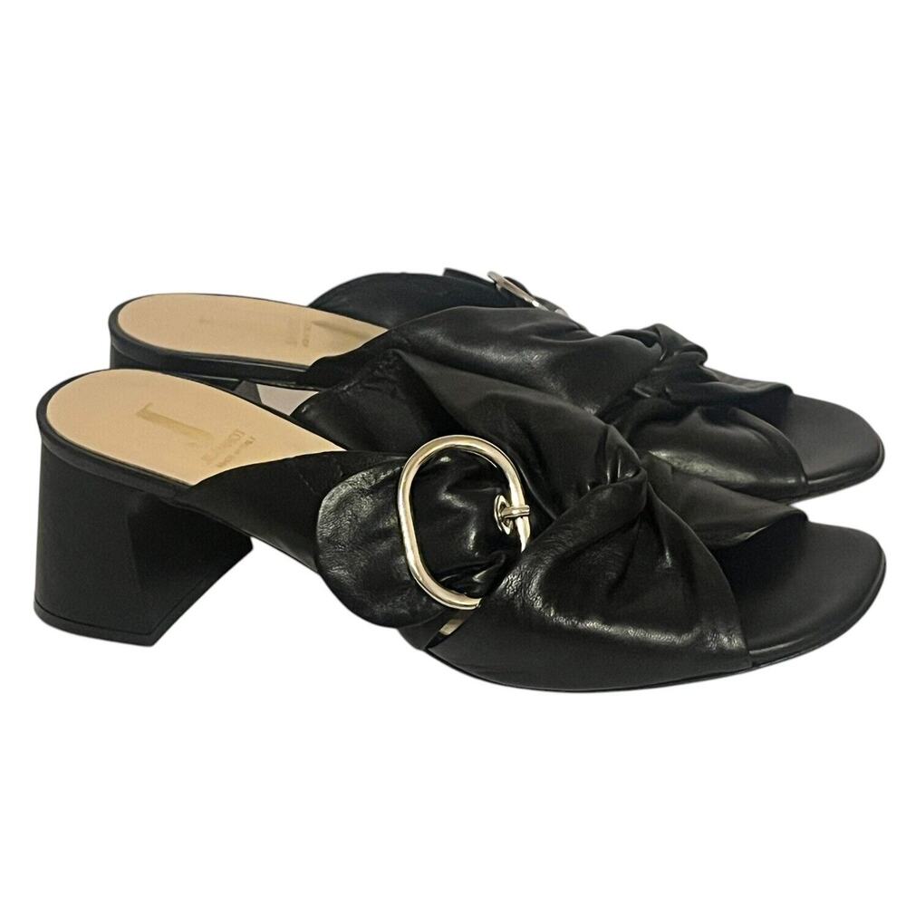 Anthropologie Jeannot Willow Napa Twisted Sandal•40/9•Black Leather Italy Buckle